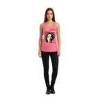Pink red lips iconic sleek racerback tank with womans face illustration