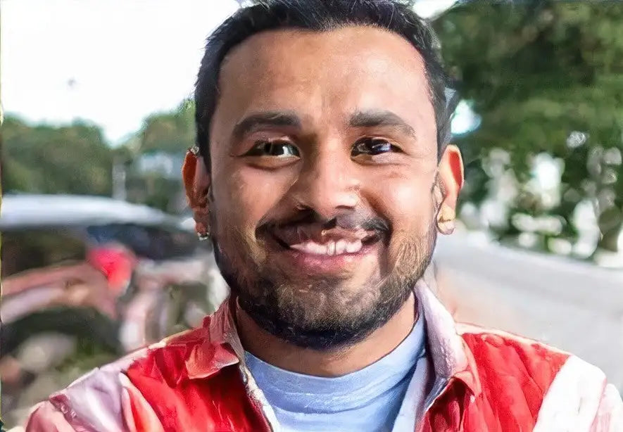 Red and white striped shirt with a collar