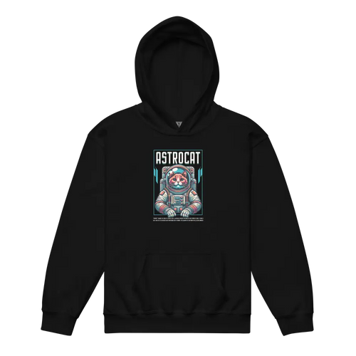 Astrocat Space Explorer kids hoodie with colorful astronaut cat design