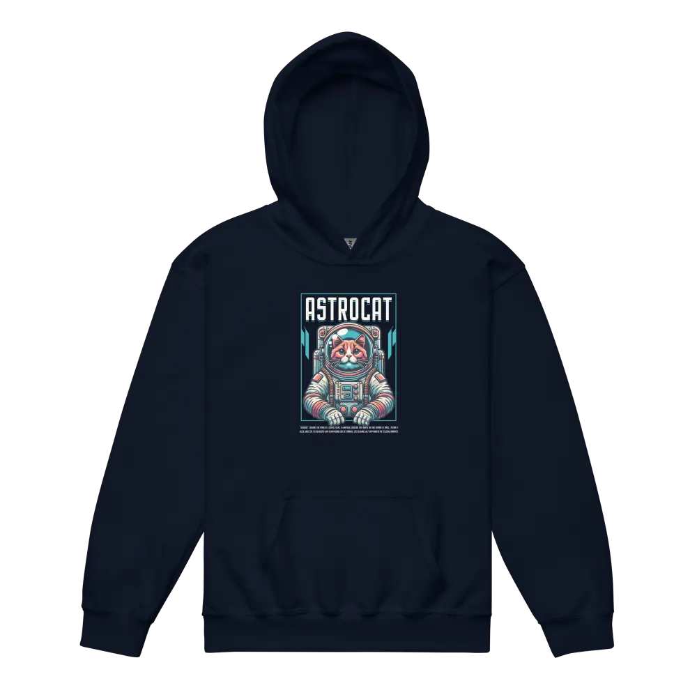 Navy blue Astrocat kids hoodie with panda astronaut in space