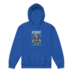 Royal blue Astrocat kids hoodie with astronaut cat design