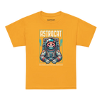 Astrocat Space Explorer T-Shirt: Yellow tee with astronaut cat in space suit