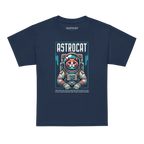 Astrocat Space Explorer T-Shirt in navy blue with colorful astronaut cat design