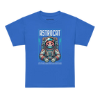 Royal blue Astrocat Space Explorer T-Shirt with astronaut cat graphic on soft cotton