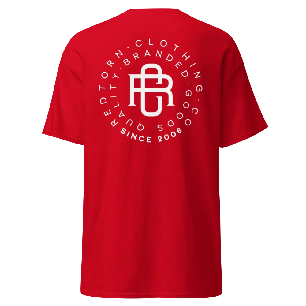 Red RC Logo Cotton Classic Tee with white design, Australian clothing brand