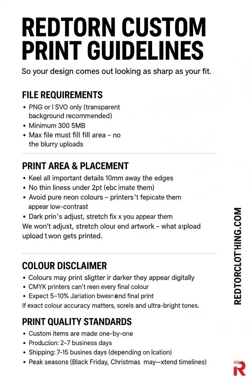 Redtorn custom print guidelines poster