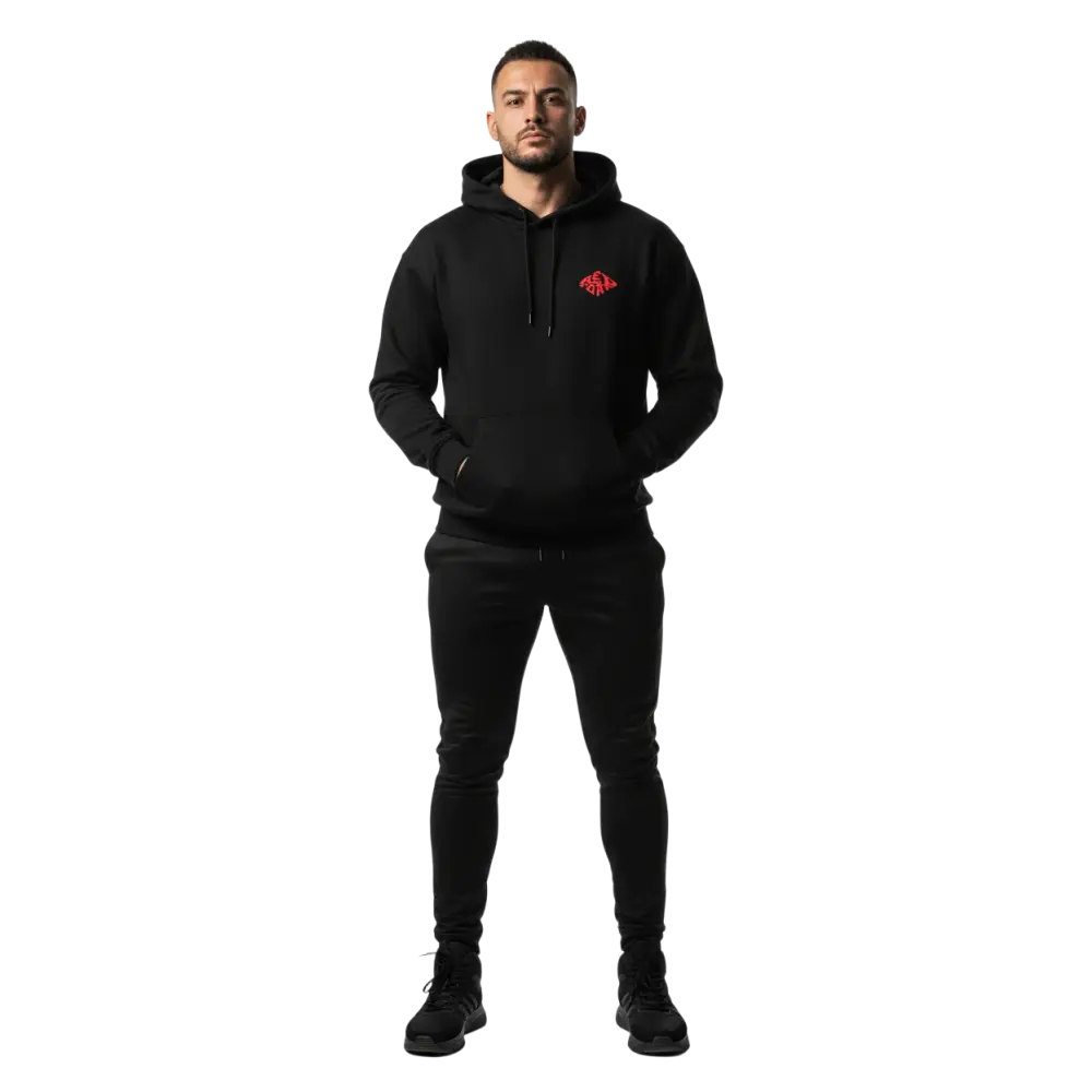 Redtorn Diamond luxury streetwear premium unisex hoodie in black with red logo