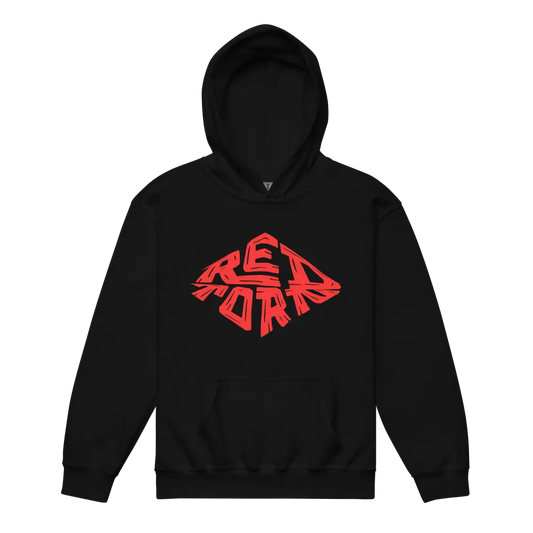 Redtorn Diamond Split Logo heavy blend hoodie with red horror logo and pouch pocket