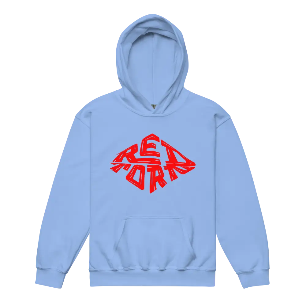 Red Diamond kids unisex hoodie in light blue with red logo design