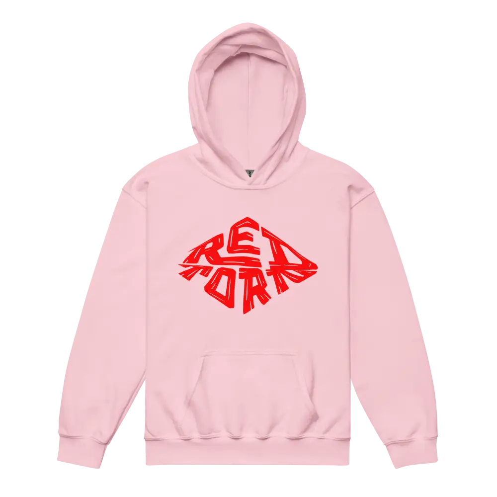 Red Diamond kids unisex hoodie in pink with red diamond logo