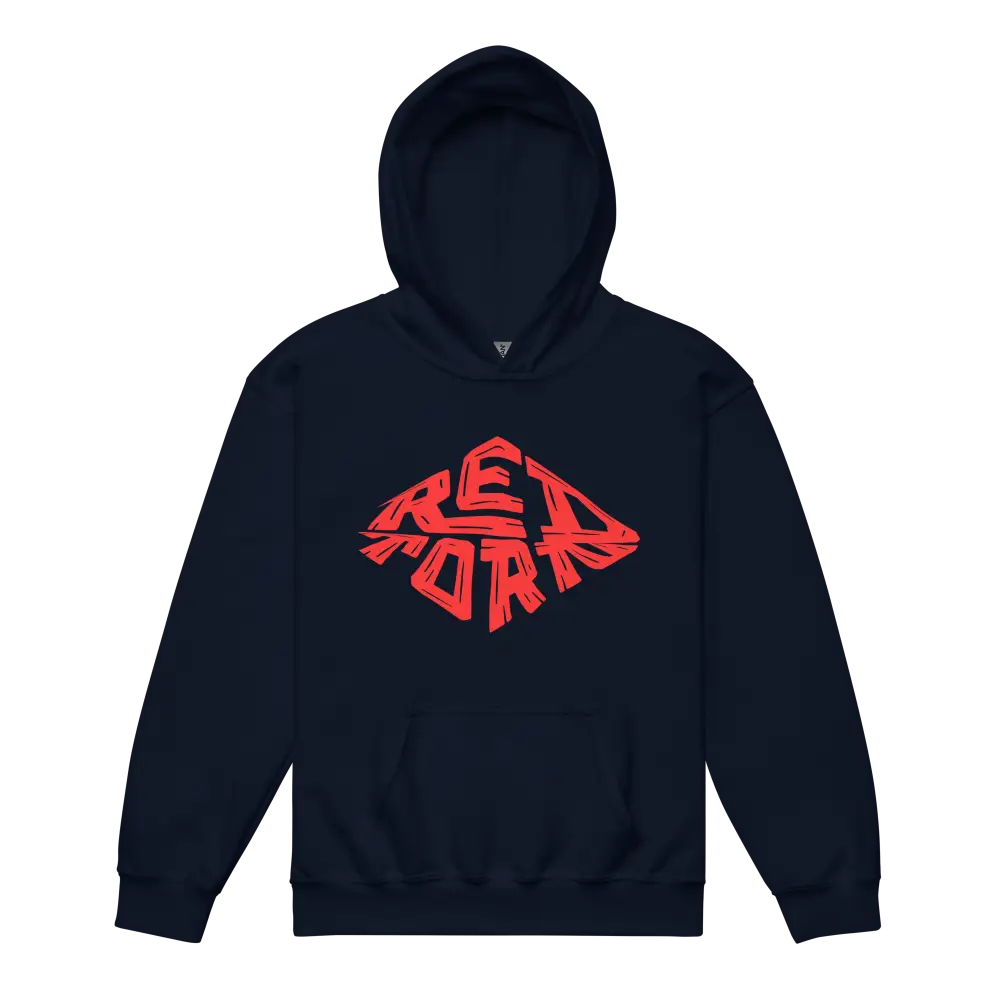 Navy blue Red Diamond Kids Unisex Hoodie with red horde logo