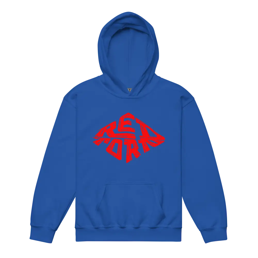 Red Diamond kids unisex hoodie in royal blue with red The End graphic