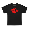 Redtorn red diamond logo kids unisex tee in black cotton with reptorn design