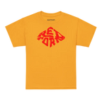 Redtorn red diamond logo kids unisex tee with yellow shirt and reptorn design