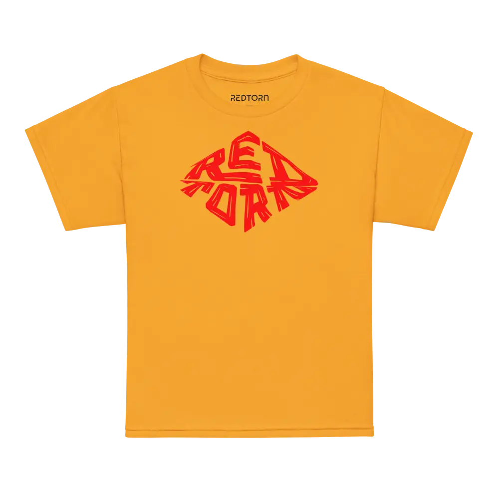 Redtorn red diamond logo kids unisex tee with yellow shirt and reptorn design