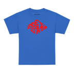 Redtorn Red Diamond Logo Kids Unisex Tee in royal blue with red graphic
