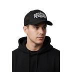 Black mesh trucker cap with white Redtorn embroidered logo and est 2016 unisex headwear