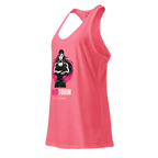 Power stance racerback tank in neon pink with red torn graphic