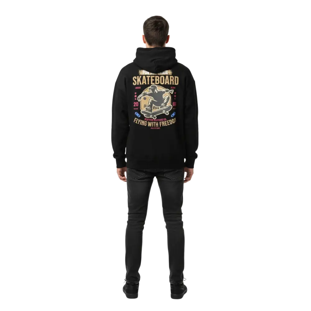 Redtorn Flying with Freedom unisex adult hoodie with vintage skateboard graphic