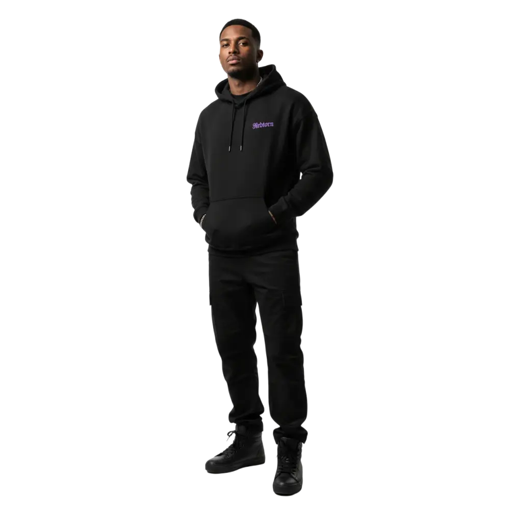 Redtorn gothic cross unisex adult hoodie with purple skull graphic