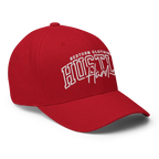 Hustle Hard flexi fit baseball cap with red torn clothing text