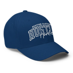 Royal blue Hustle Hard flexi fit baseball cap with white design
