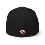 Black Reebok Hustle Hard flexi fit baseball cap with red and white logo