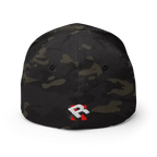 Hustle Hard flexi fit baseball cap with red r logo on mesh unisex headwear