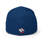 Royal blue Hustle Hard flexi fit baseball cap with Russell Athletic logo