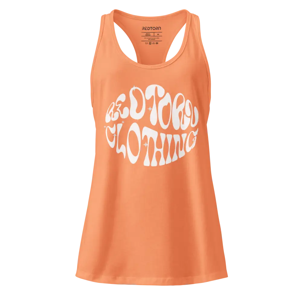 Redtorn retro swirl graphic womens racerback tank with white ed tood logo