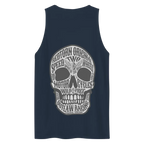 Silver skull motorcycle patch on unisex cotton tank top