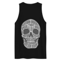 Silver skull motorcycle patch on unisex cotton tank top