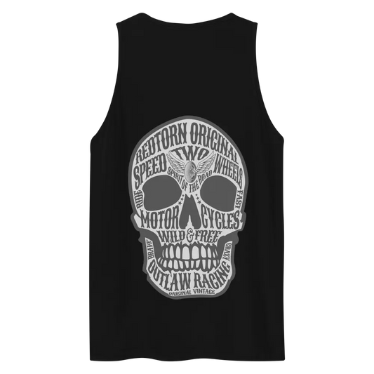 Redtorn Original Tank with Silver Skull Motorcycle Patch for Casual Outings