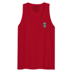 Red Alexander McQueen skull unisex cotton tank top with text skull graphic