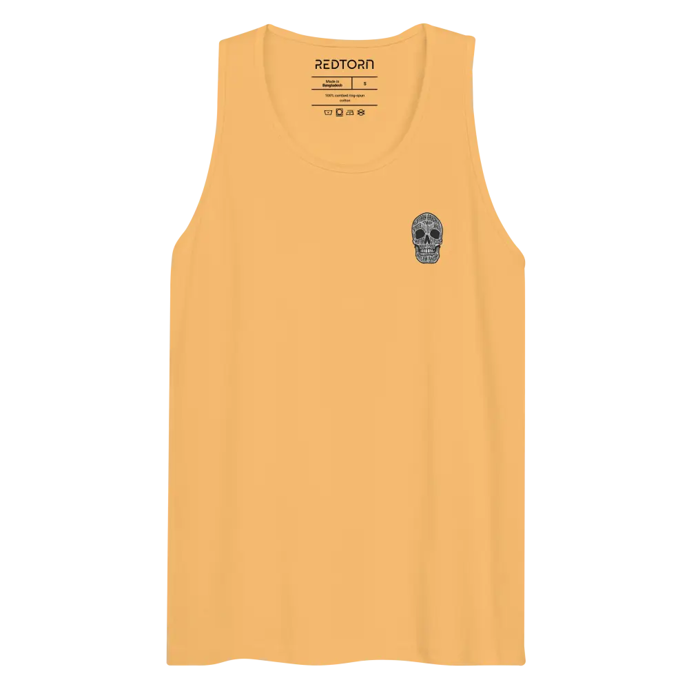 Yellow skull unisex cotton tank top with text skull graphic