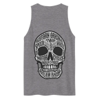 Gray skull unisex cotton tank top with text skull graphic