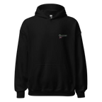 Psychedelic floral women’s hoodie with black rhythm logo on chest