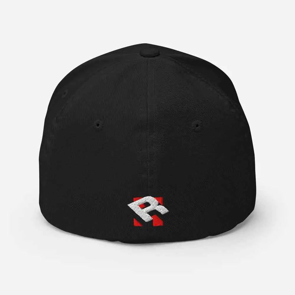 Redtorn R Logo Flexi Fit Baseball Cap with Black Design and Red White Logo