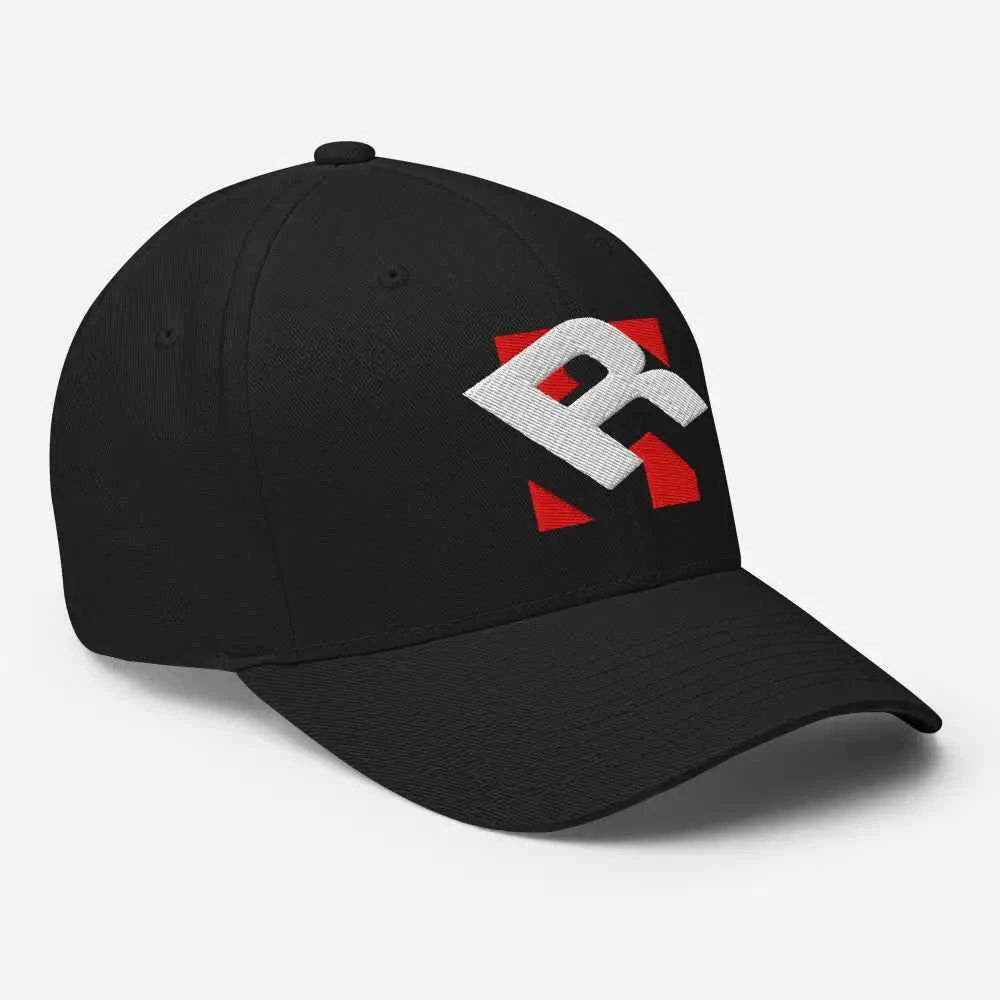 Redtorn R Logo Flexi Fit Baseball Cap in black with red white logo