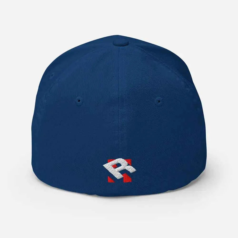 Redtorn R Logo Flexi Fit Baseball Cap in royal blue with red and white design