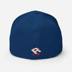Redtorn R Logo Flexi Fit Baseball Cap in royal blue with red and white design