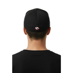 Redtorn R logo flexi fit baseball cap in black with red white embroidery