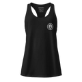 Sleek racerback tank in black with white logo from Redtorn Australian clothing brand