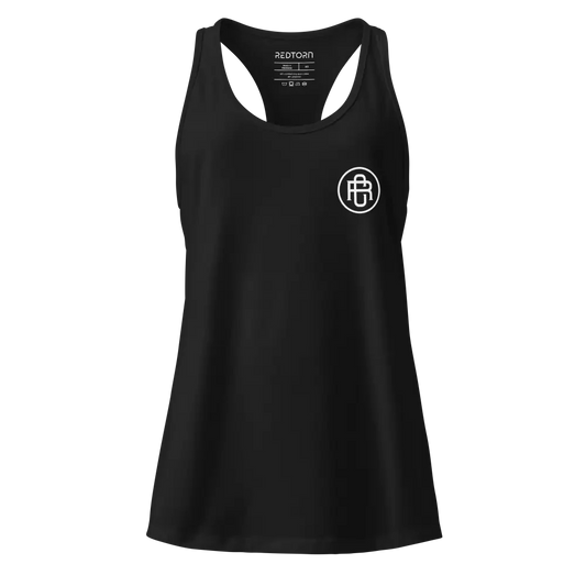 Black Sleek Racerback Tank with Circle Logo by Redtorn Clothing