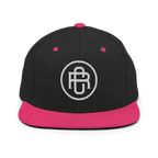 Black and pink RC Circle logo snapback cap with flat bill