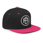 Black and pink RC Circle logo snapback cap with flat bill