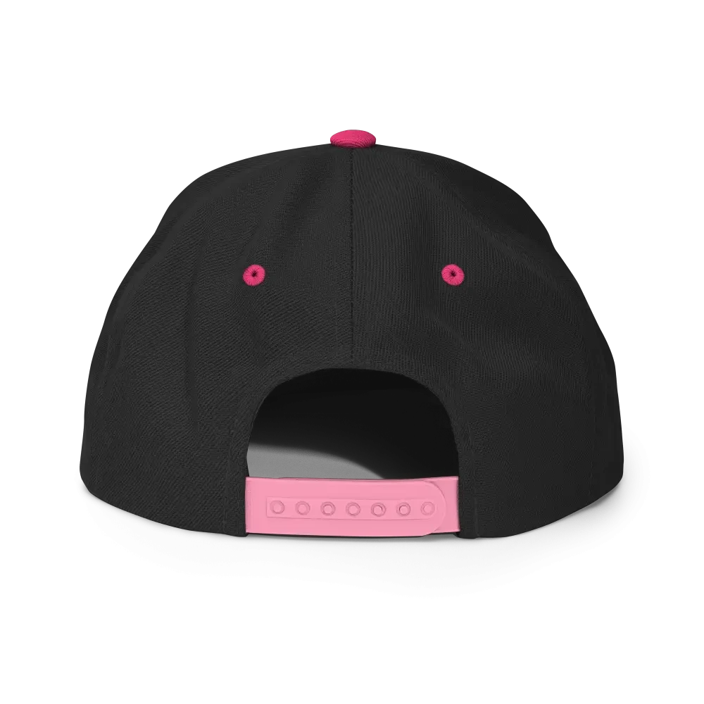Black and pink RC Circle logo snapback cap with adjustable strap