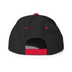 RC Circle logo snapback cap in black and red with adjustable mesh strap