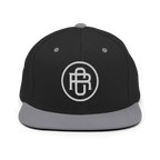Black and gray RC Circle Logo snapback cap with white flat bill logo