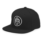 Black RC Circle Logo snapback cap with white flat bill design